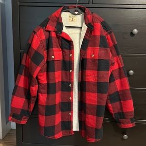 Red Plaid Sherpa Shacket